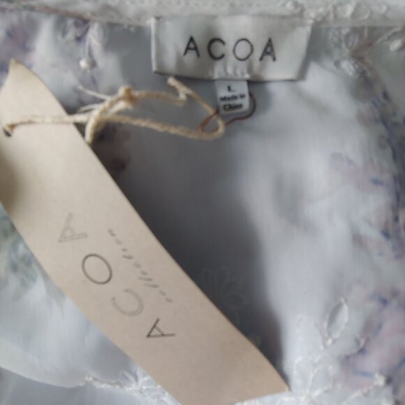 ACOA Collection Fairy Whimsical Coquette Embroidered Sheer Floral L - Picture 9 of 12